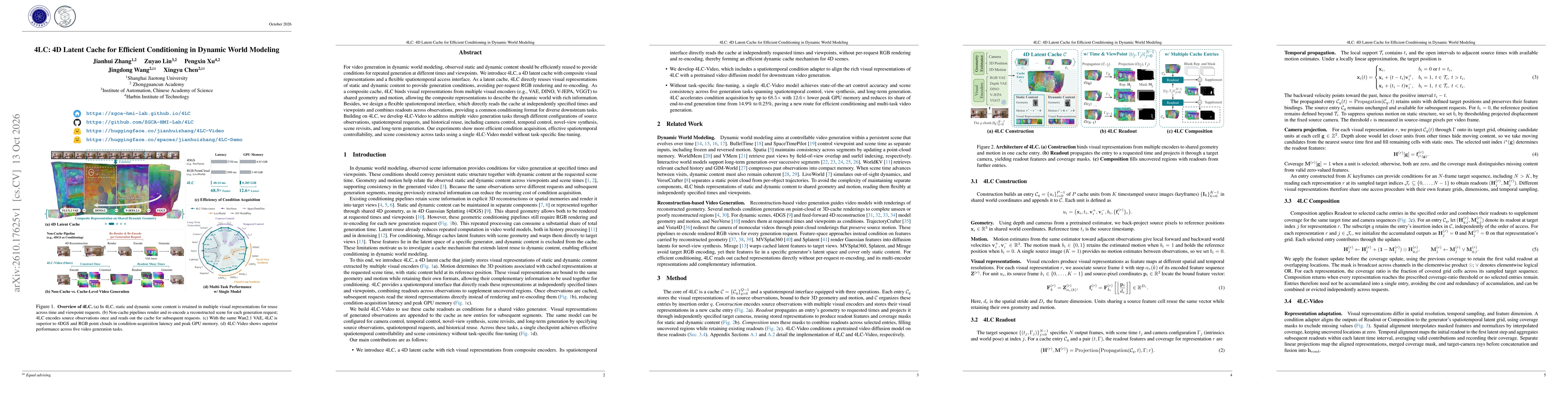 Thumbnail for 4LC: 4D Latent Cache for Efficient Conditioning in Dynamic World Modeling