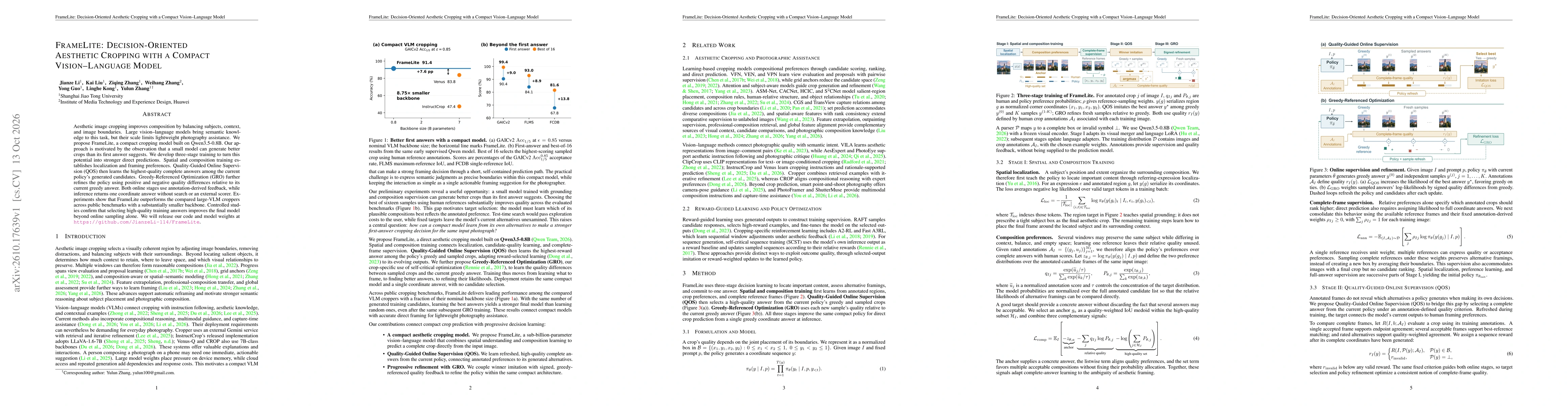 Thumbnail for FrameLite: Decision-Oriented Aesthetic Cropping with a Compact Vision-Language Model