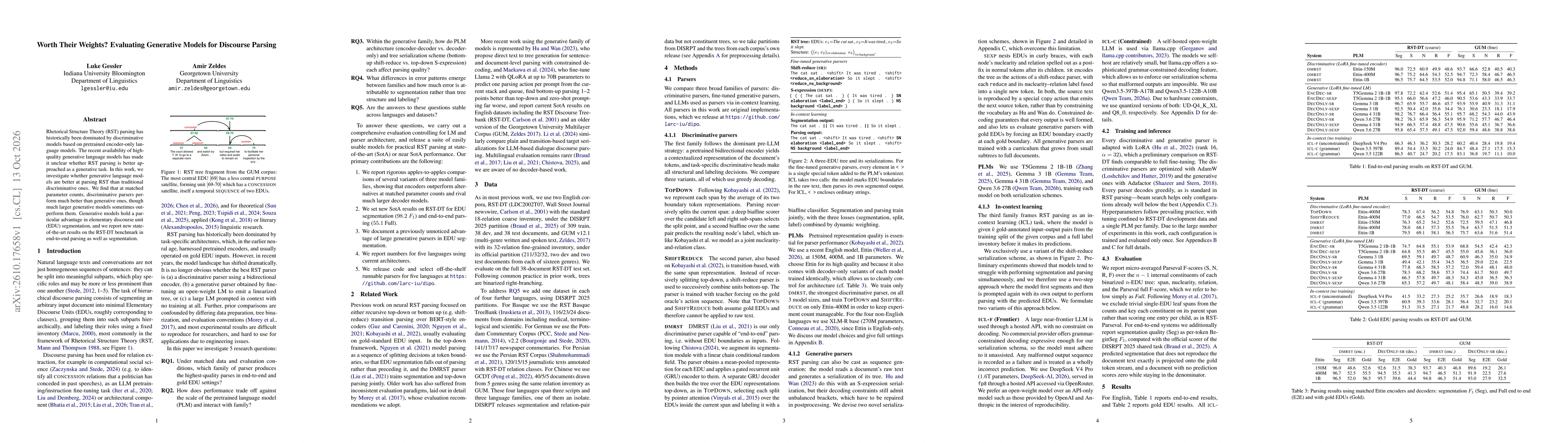 Thumbnail for Worth Their Weights? Evaluating Generative Models for Discourse Parsing