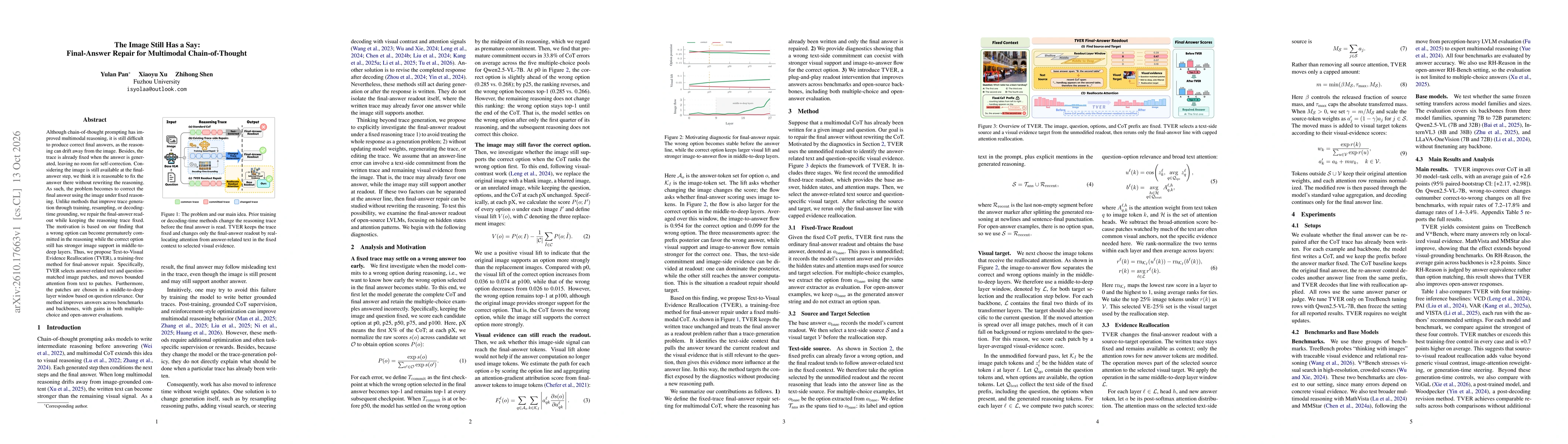 Thumbnail for The Image Still Has a Say: Final-Answer Repair for Multimodal Chain-of-Thought