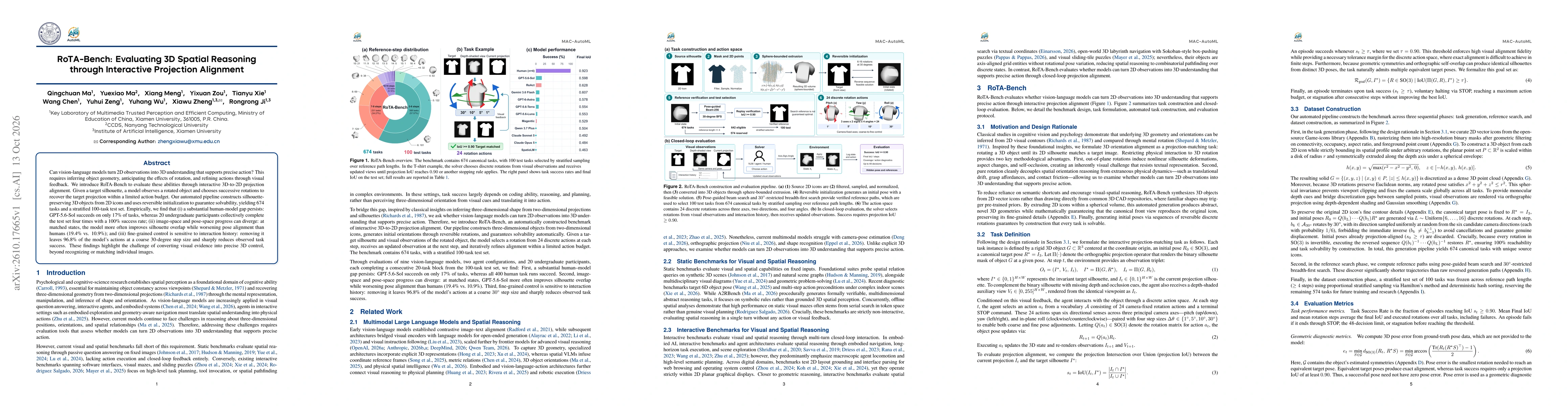 Thumbnail for RoTA-Bench: Evaluating 3D Spatial Reasoning through Interactive Projection Alignment