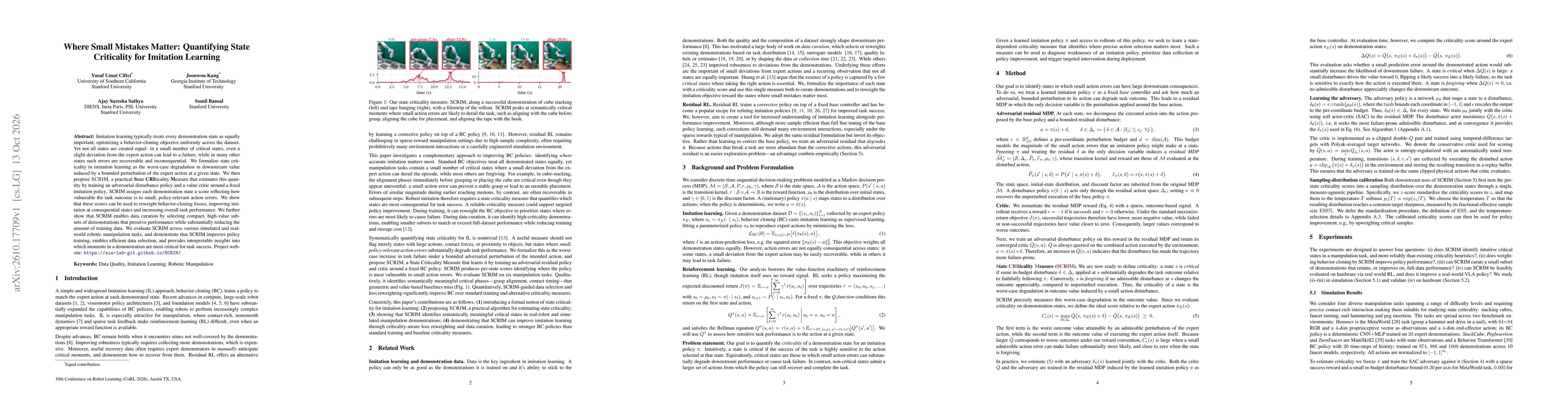 Thumbnail for Where Small Mistakes Matter: Quantifying State Criticality for Imitation Learning