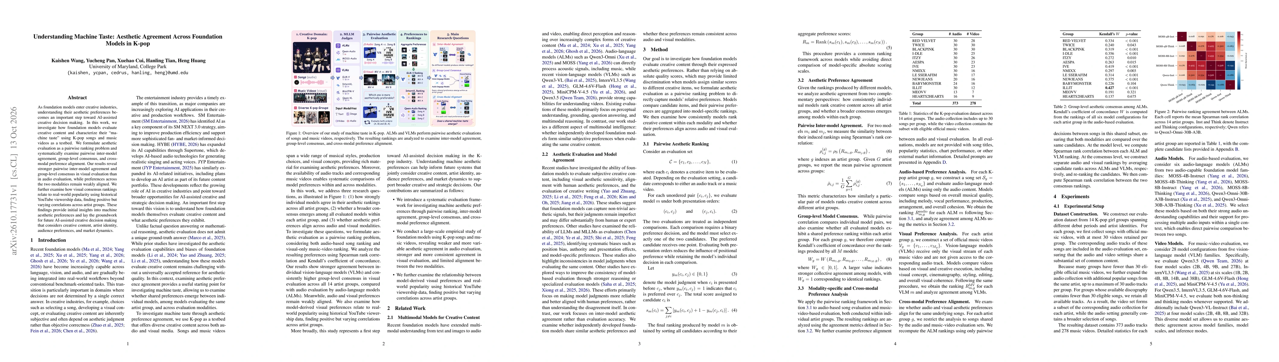 Thumbnail for Understanding Machine Taste: Aesthetic Agreement Across Foundation Models in K-pop