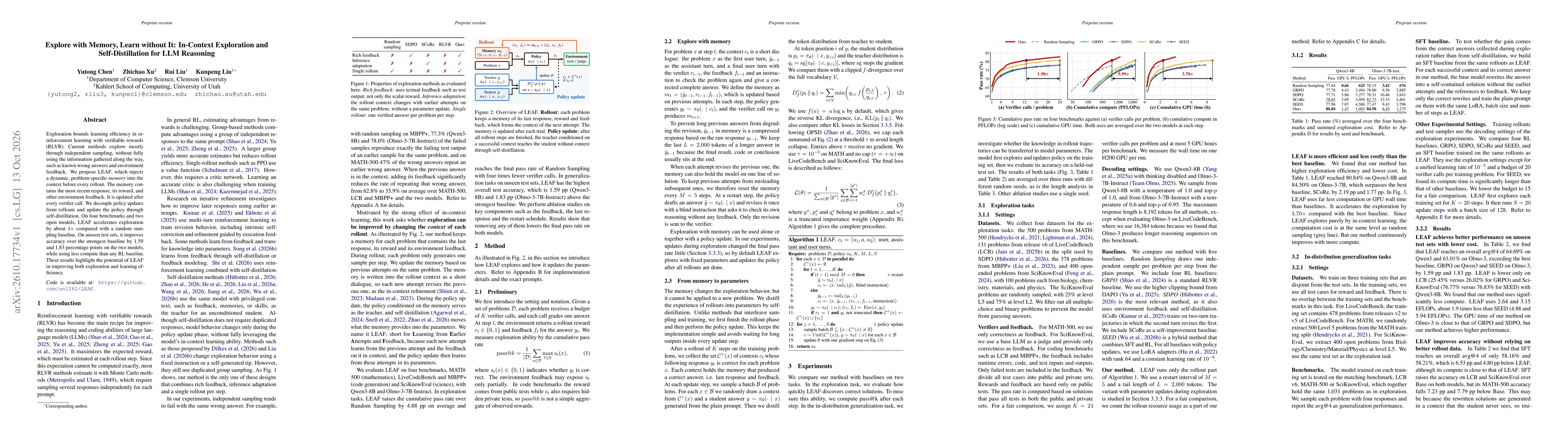 Thumbnail for Explore with Memory, Learn without It: In-Context Exploration and Self-Distillation for LLM Reasoning