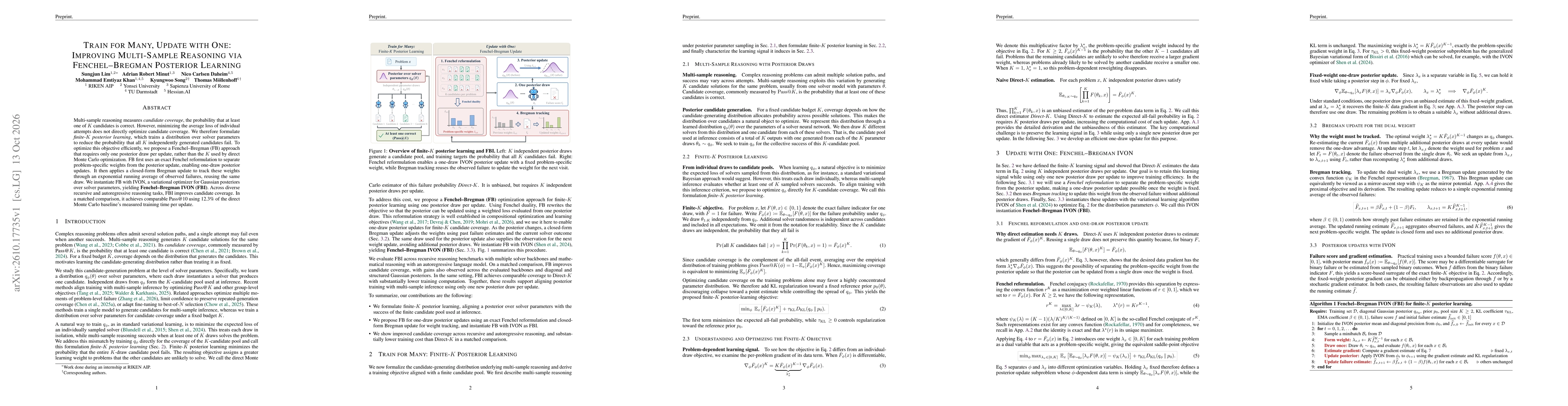 Thumbnail for Train for Many, Update with One: Improving Multi-Sample Reasoning via Fenchel-Bregman Posterior Learning