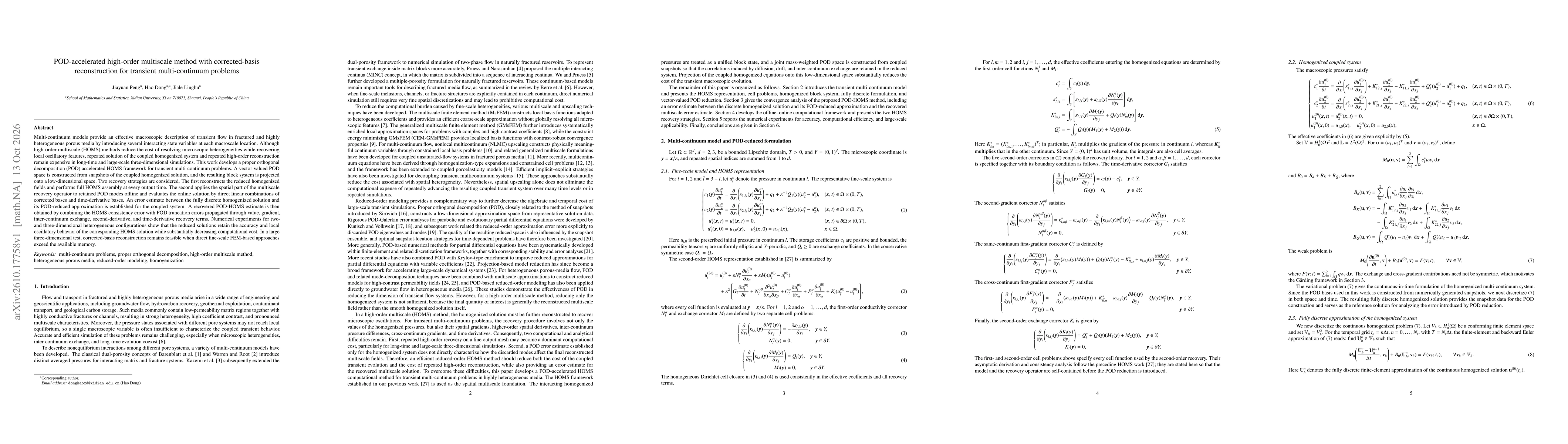 Thumbnail for POD-accelerated high-order multiscale method with corrected-basis reconstruction for transient multi-continuum problems