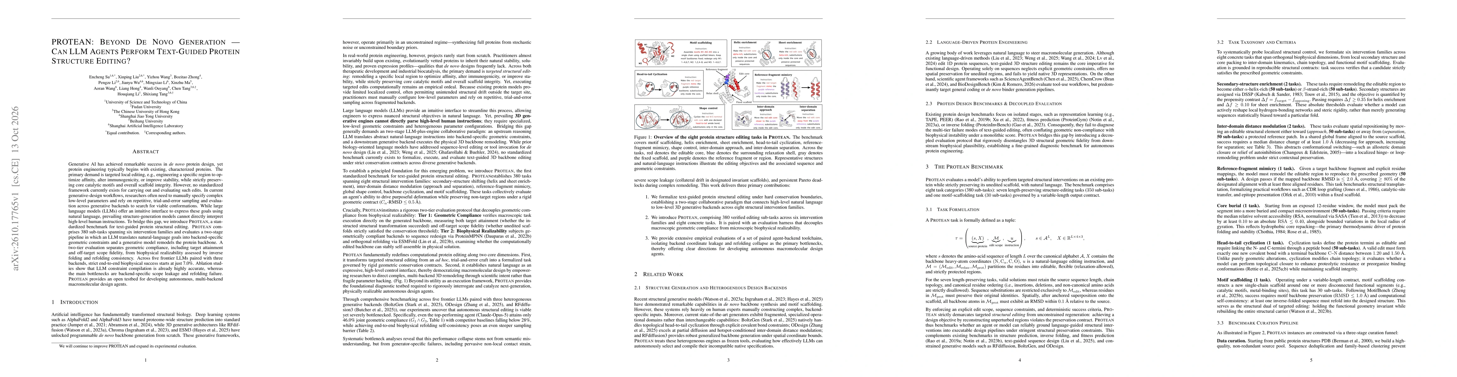 Thumbnail for PROTEAN: Beyond De Novo Generation - Can LLM Agents Perform Text-Guided Protein Structure Editing?