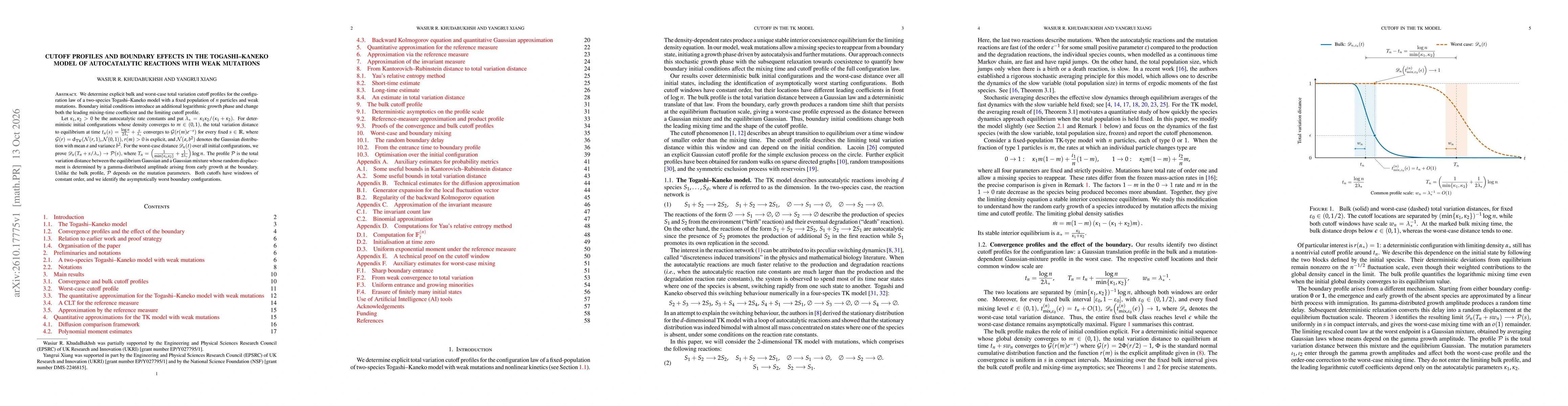 Thumbnail for Cutoff profiles and boundary effects in the Togashi-Kaneko model of autocatalytic reactions with weak mutations
