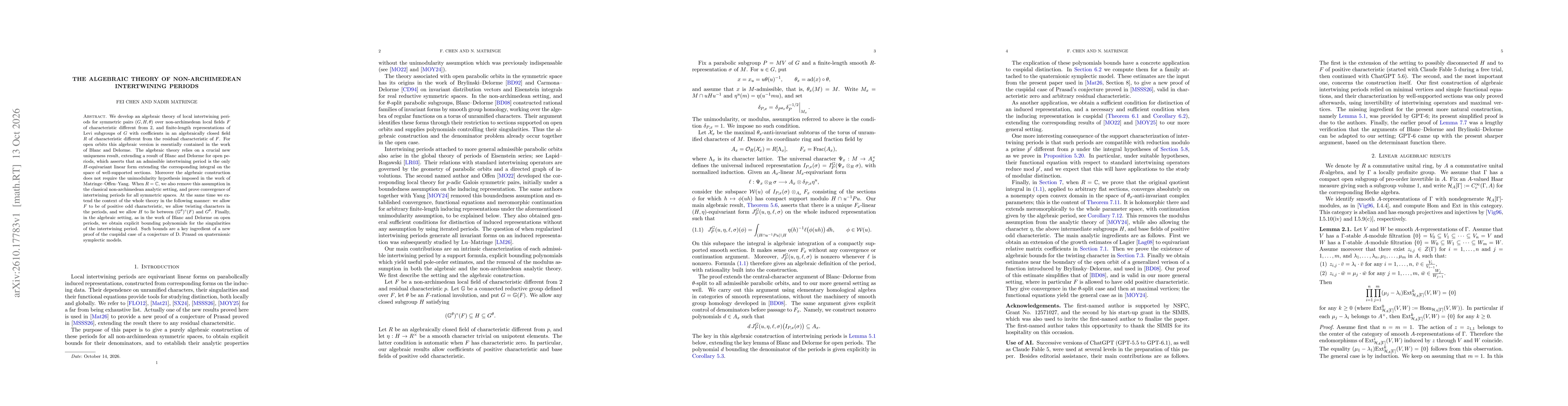 Thumbnail for The algebraic theory of non-archimedean intertwining periods