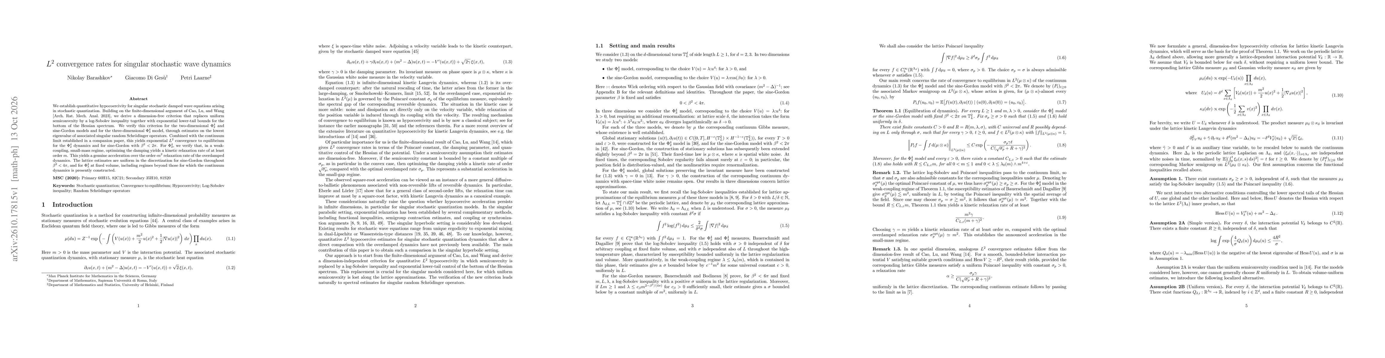 Thumbnail for $L^2$ convergence rates for singular stochastic wave dynamics