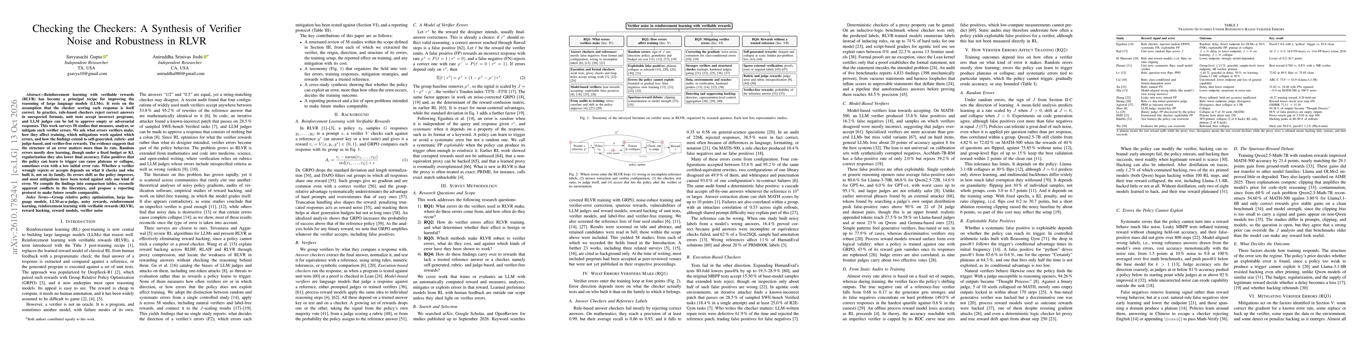 Thumbnail for Checking the Checkers: A Synthesis of Verifier Noise and Robustness in RLVR