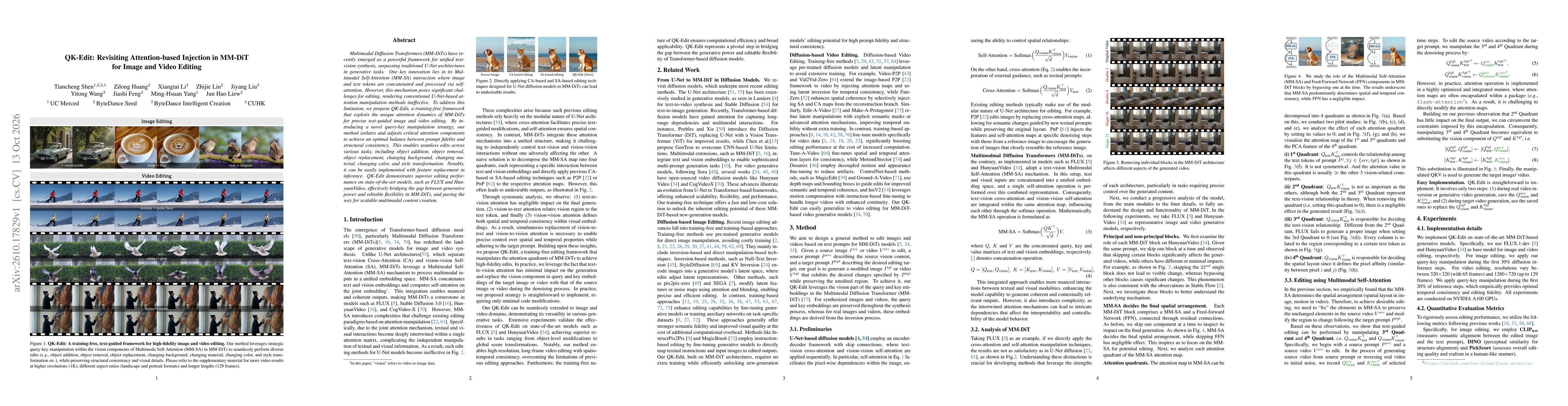 Thumbnail for QK-Edit: Revisiting Attention-based Injection in MM-DiT for Image and Video Editing