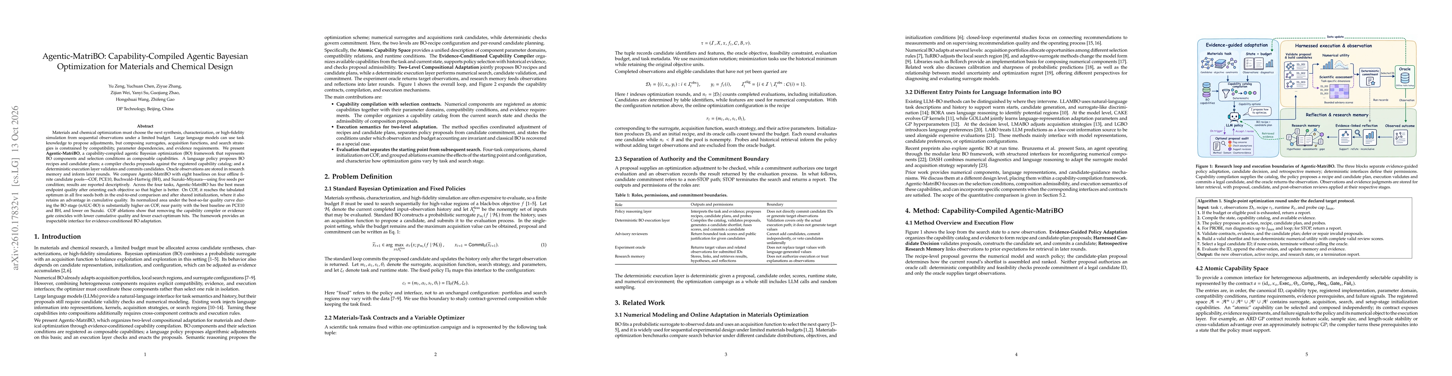 Thumbnail for Agentic-MatriBO: Capability-Compiled Agentic Bayesian Optimization for Materials and Chemical Design