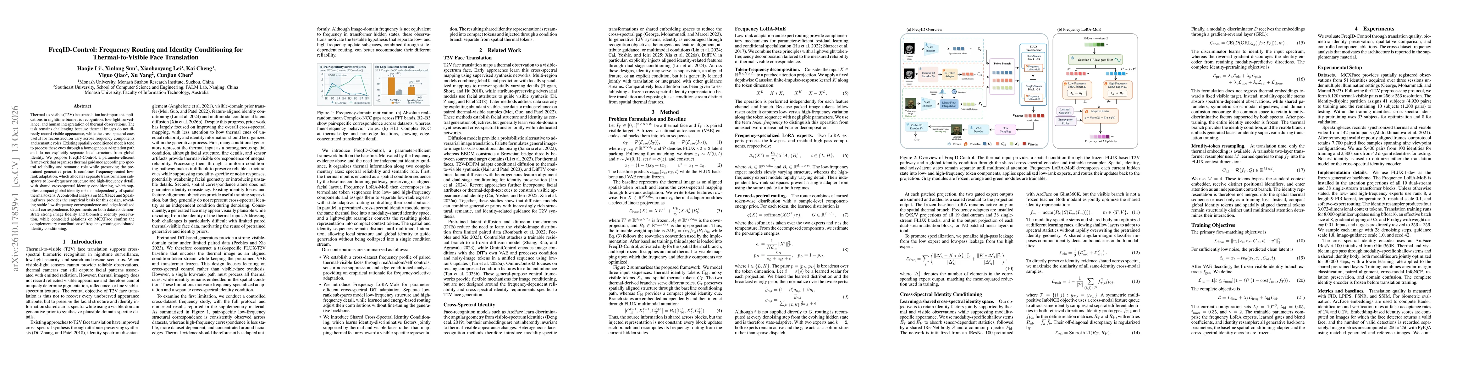 Thumbnail for Frequency Routing and Identity Conditioning for Thermal-to-Visible Face Translation
