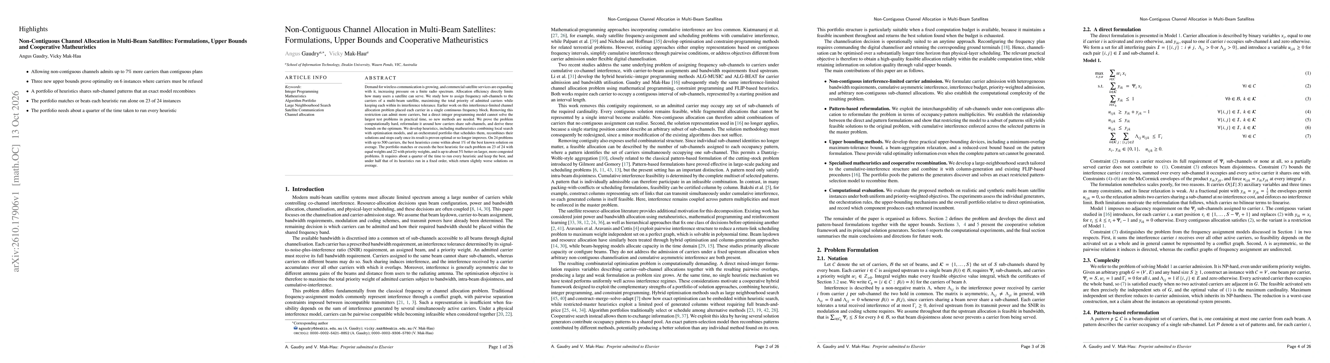 Thumbnail for Non-Contiguous Channel Allocation in Multi-Beam Satellites: Formulations, Upper Bounds and Cooperative Matheuristics