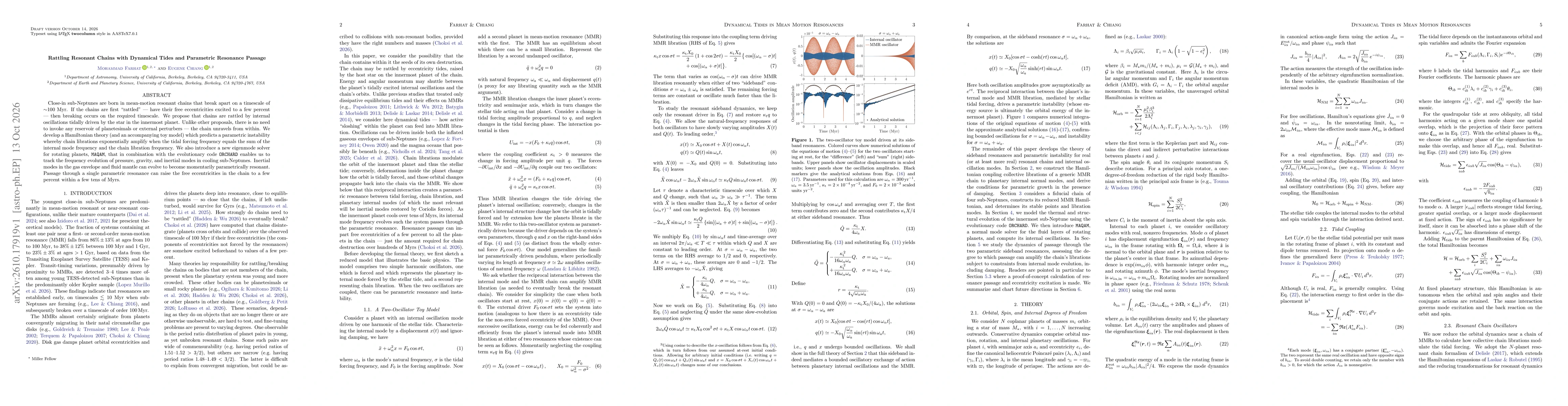 Thumbnail for Rattling Resonant Chains with Dynamical Tides and Parametric Resonance Passage