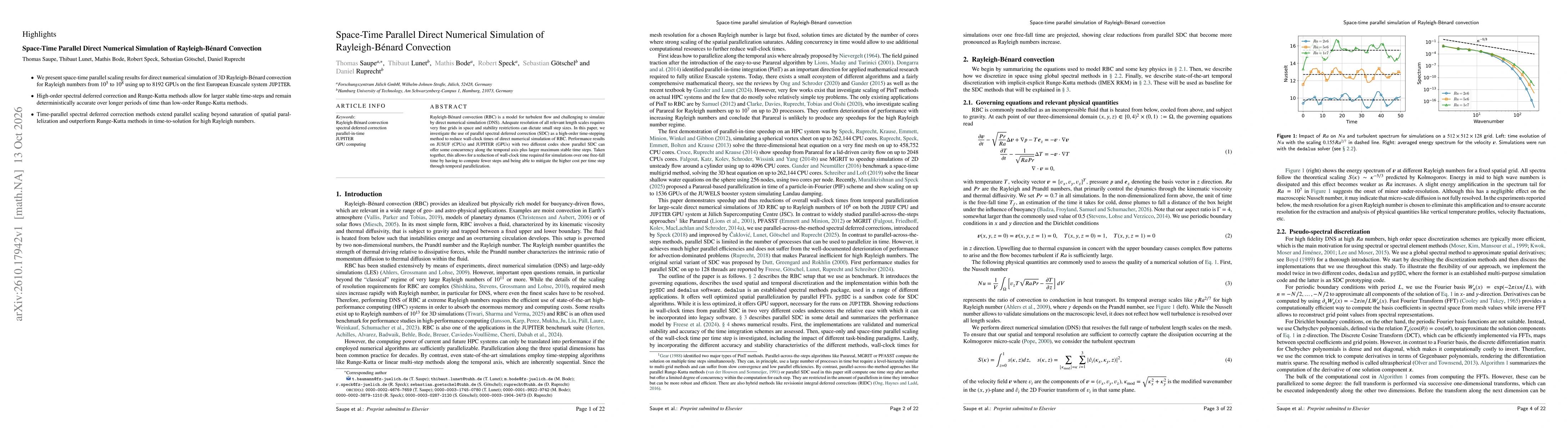 Thumbnail for Space-Time Parallel Direct Numerical Simulation of Rayleigh-Bénard Convection