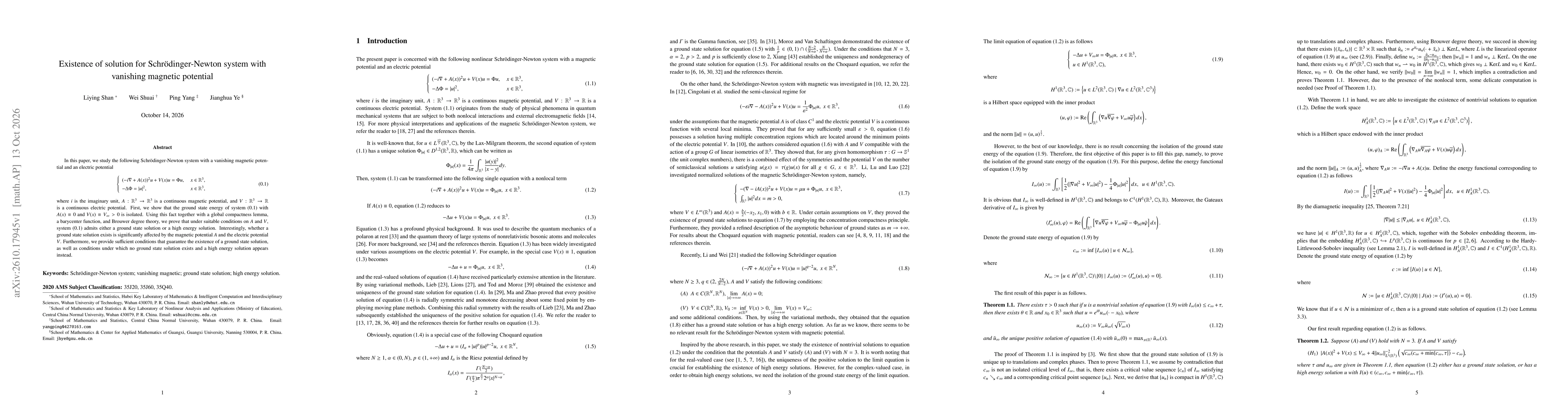 Thumbnail for Existence of solution for Schrödinger-Newton system with vanishing magnetic potential
