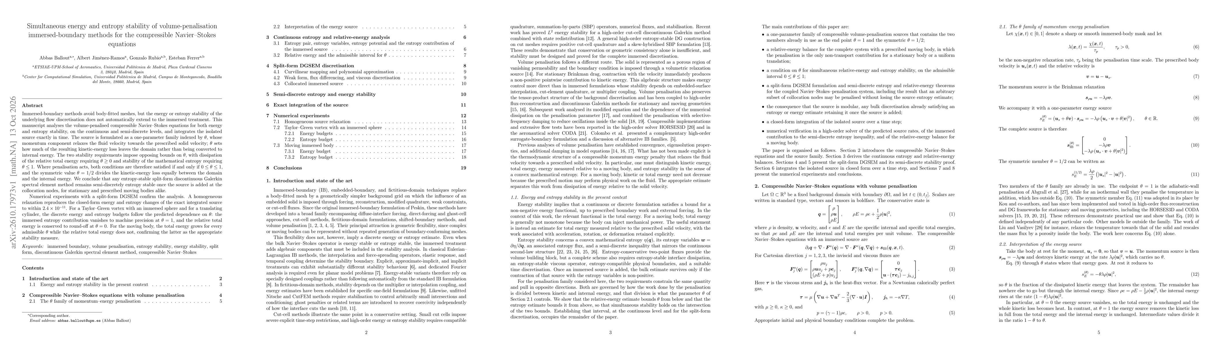 Thumbnail for Simultaneous energy and entropy stability of volume-penalisation immersed-boundary methods for the compressible Navier--Stokes equations