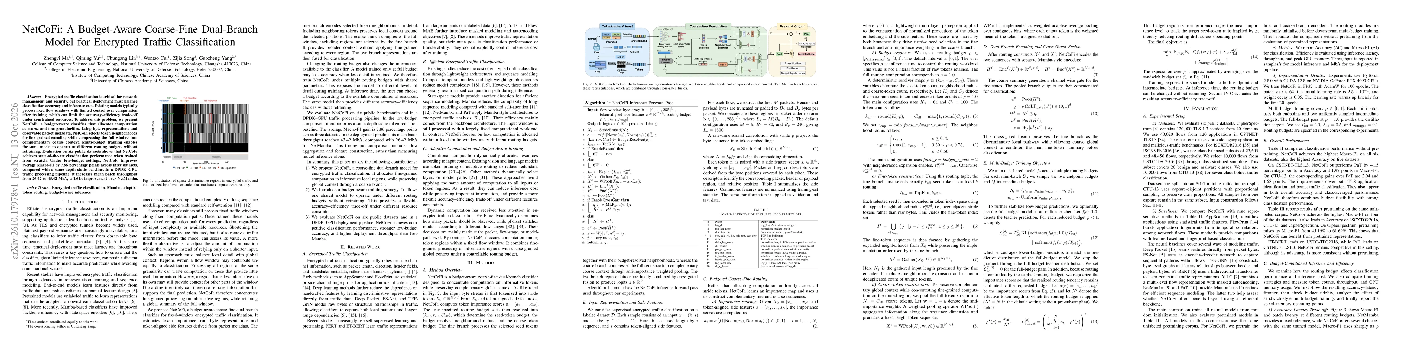 Thumbnail for NetCoFi: A Budget-Aware Coarse-Fine Dual-Branch Model for Encrypted Traffic Classification