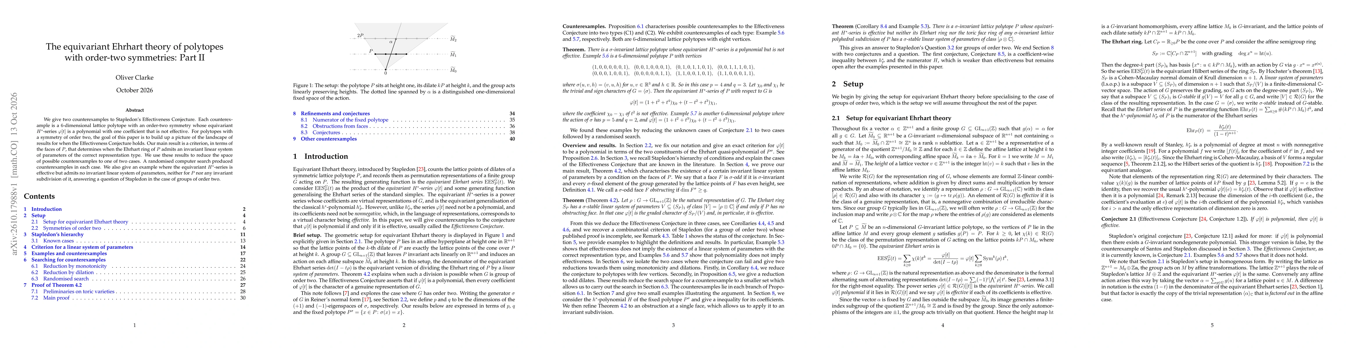 Thumbnail for The equivariant Ehrhart theory of polytopes with order-two symmetries: Part II