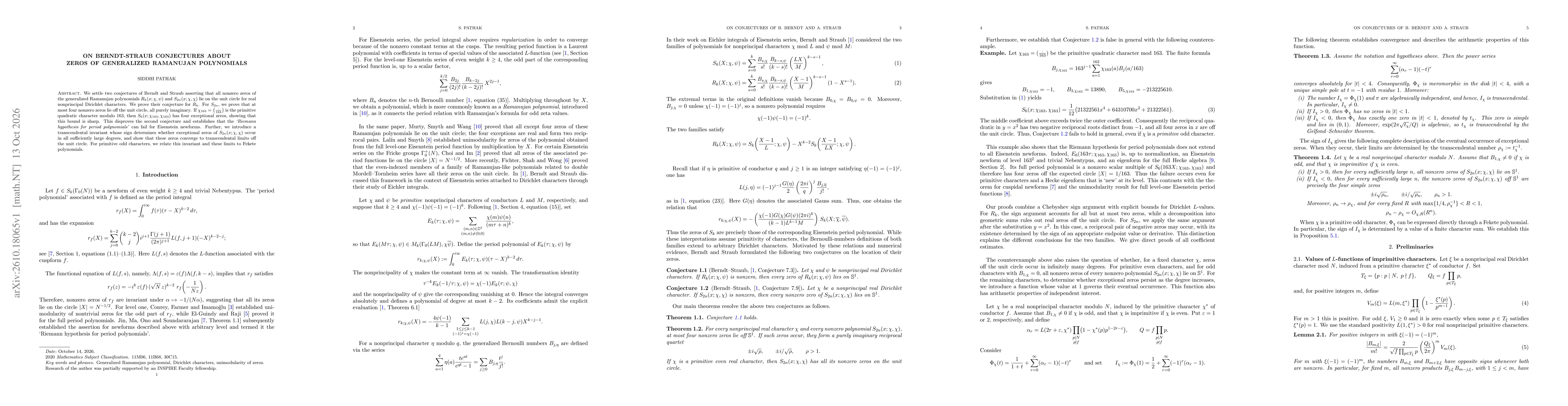 Thumbnail for On Berndt-Straub conjectures about zeros of generalized Ramanujan polynomials