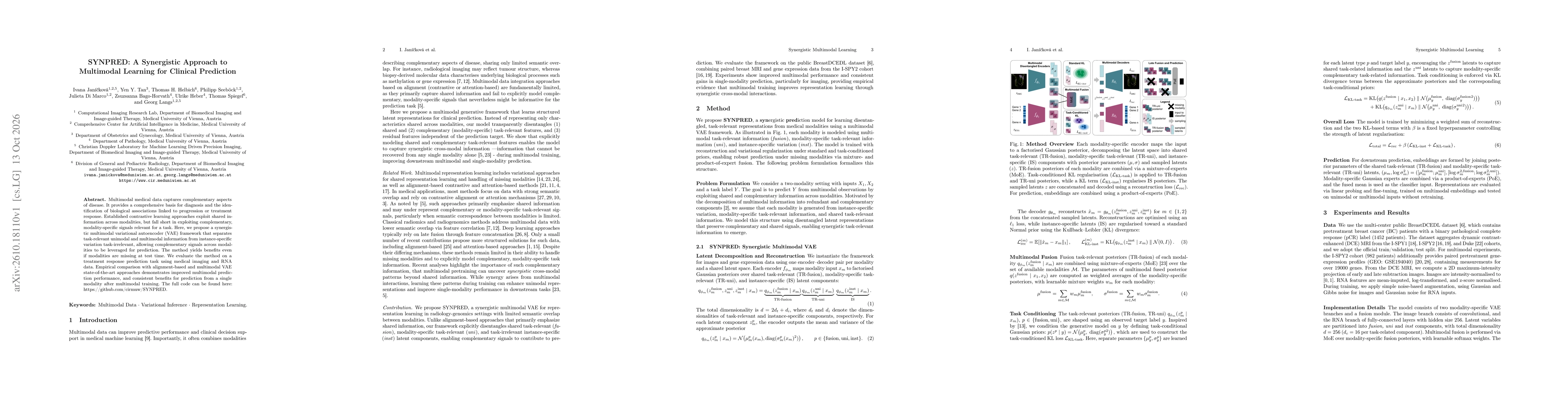Thumbnail for SYNPRED: A Synergistic Approach to Multimodal Learning for Clinical Prediction