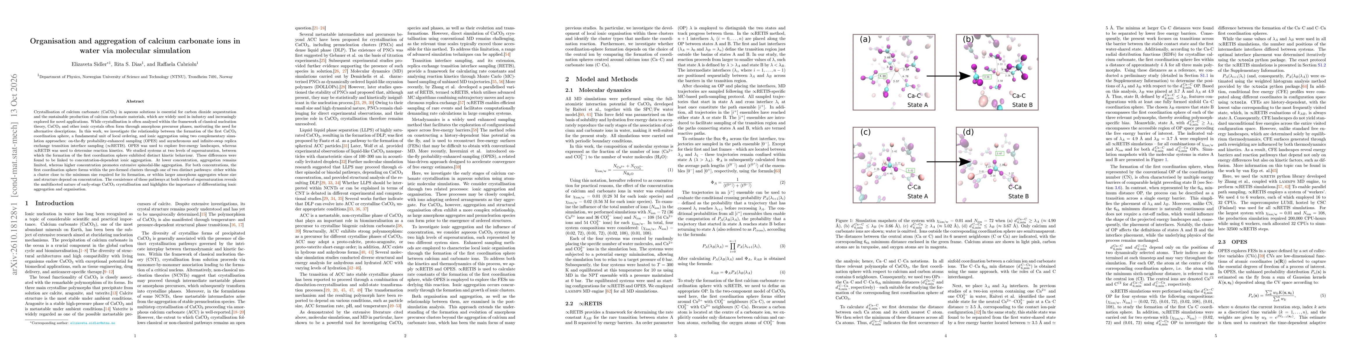 Thumbnail for Organisation and aggregation of calcium carbonate ions in water via molecular simulation