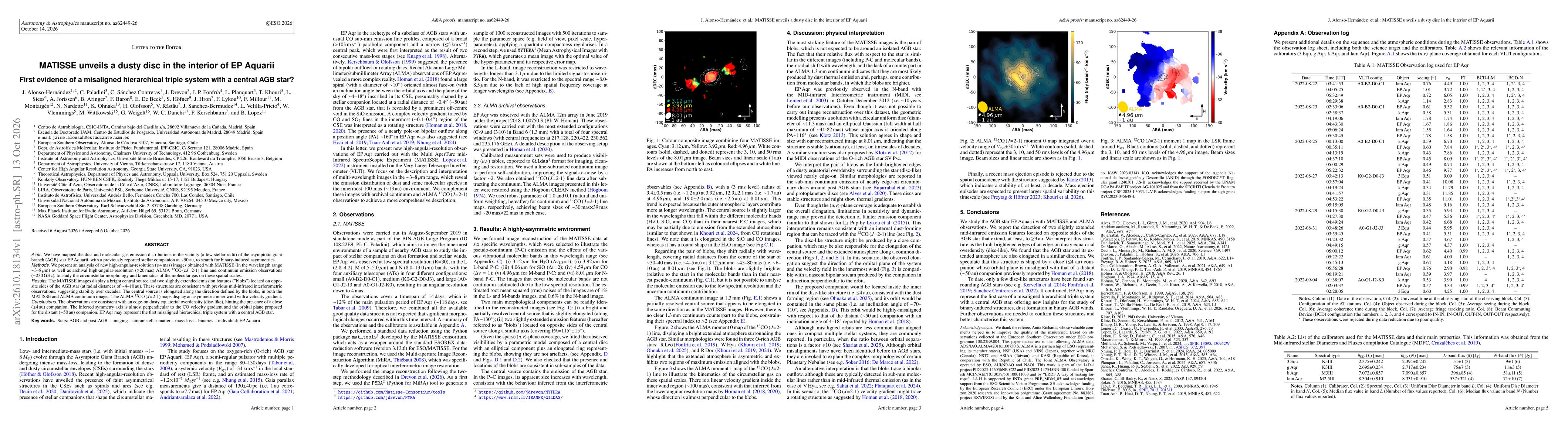 Thumbnail for MATISSE unveils a dusty disc in the interior of EP Aquarii. First evidence of a misaligned hierarchical triple system with a central AGB star?