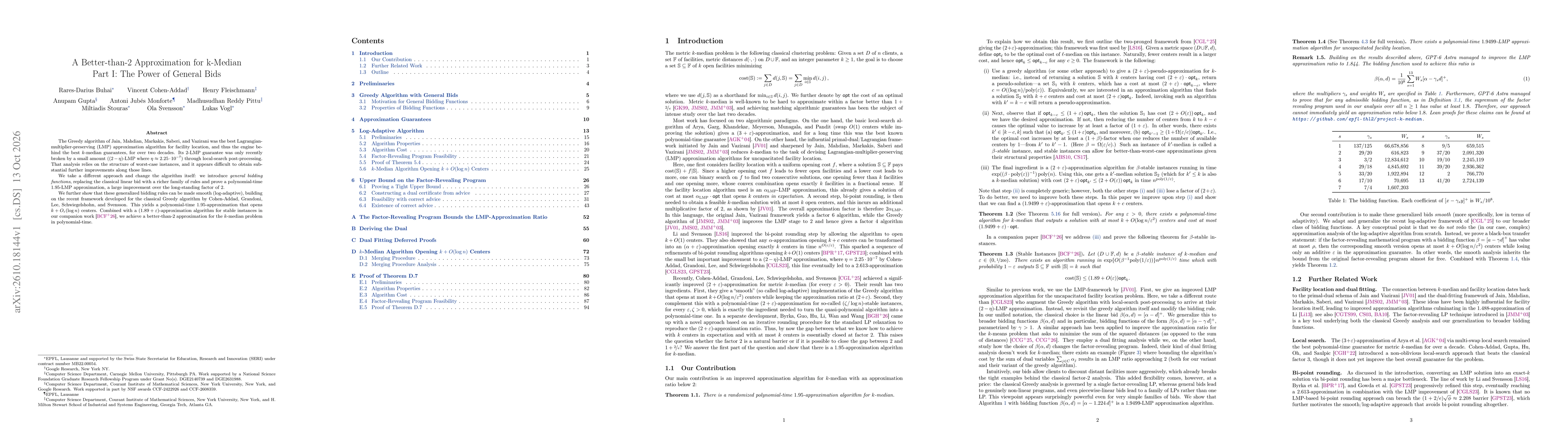 Thumbnail for A Better-than-2 Approximation for k-Median Part I: The Power of General Bids