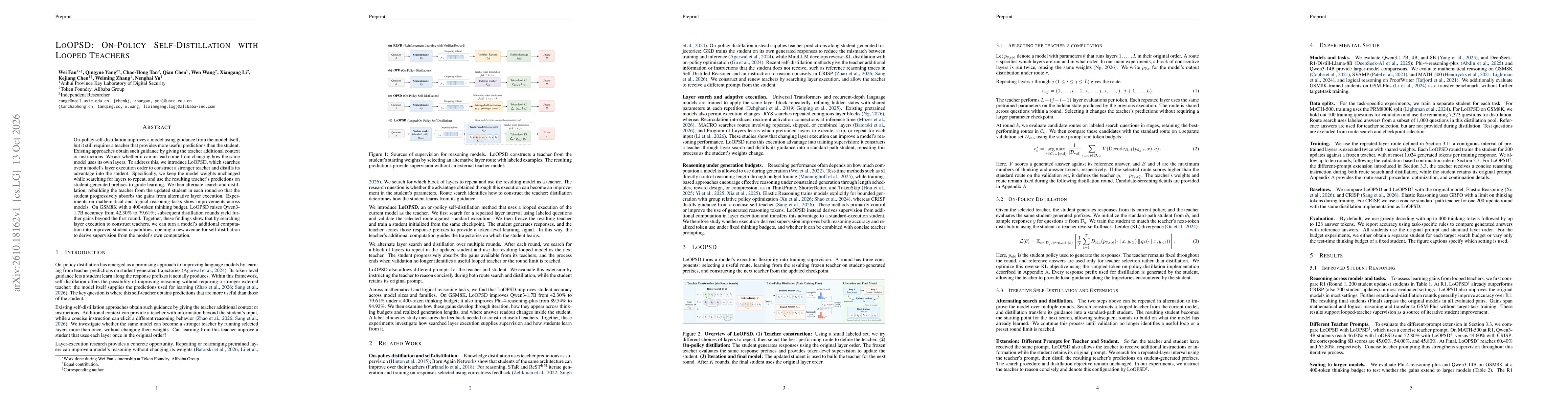 Thumbnail for LoOPSD: On-Policy Self-Distillation with Looped Teachers