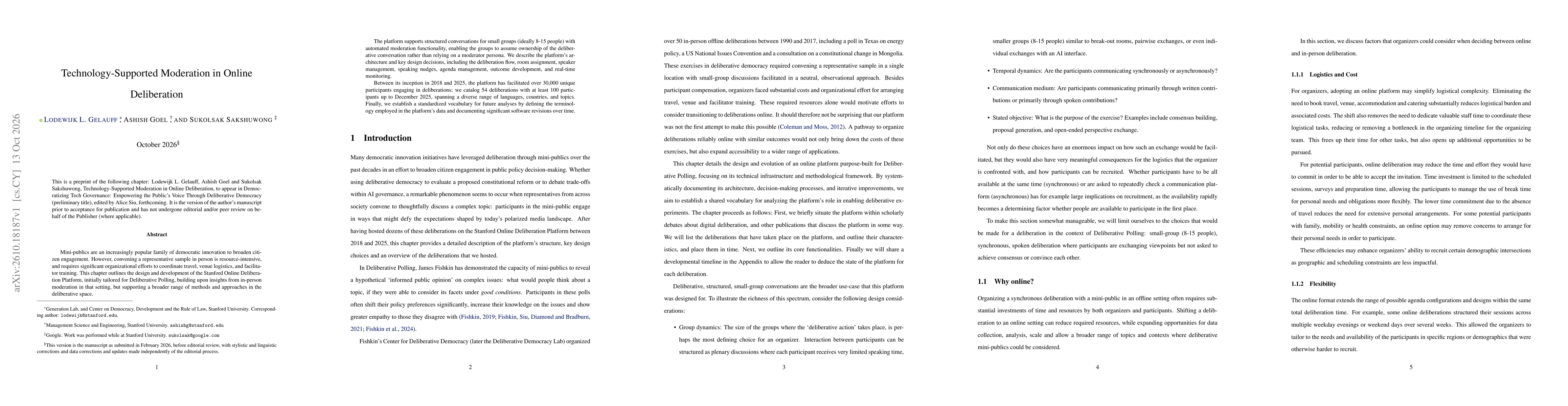 Thumbnail for Technology-Supported Moderation in Online Deliberation