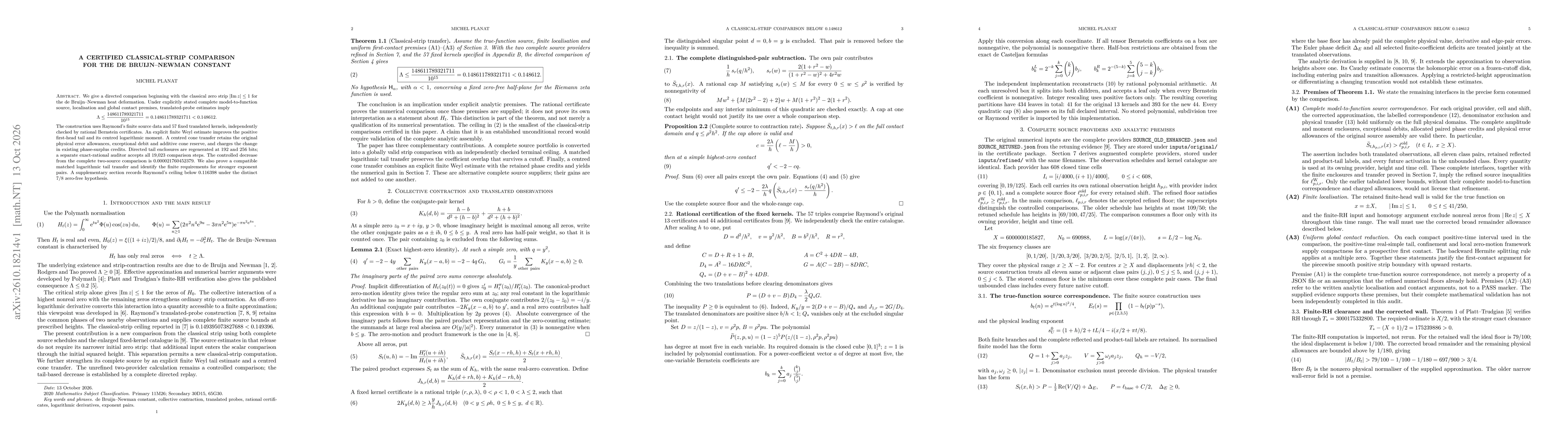 Thumbnail for A certified classical-strip comparison for the de Bruijn-Newman constant