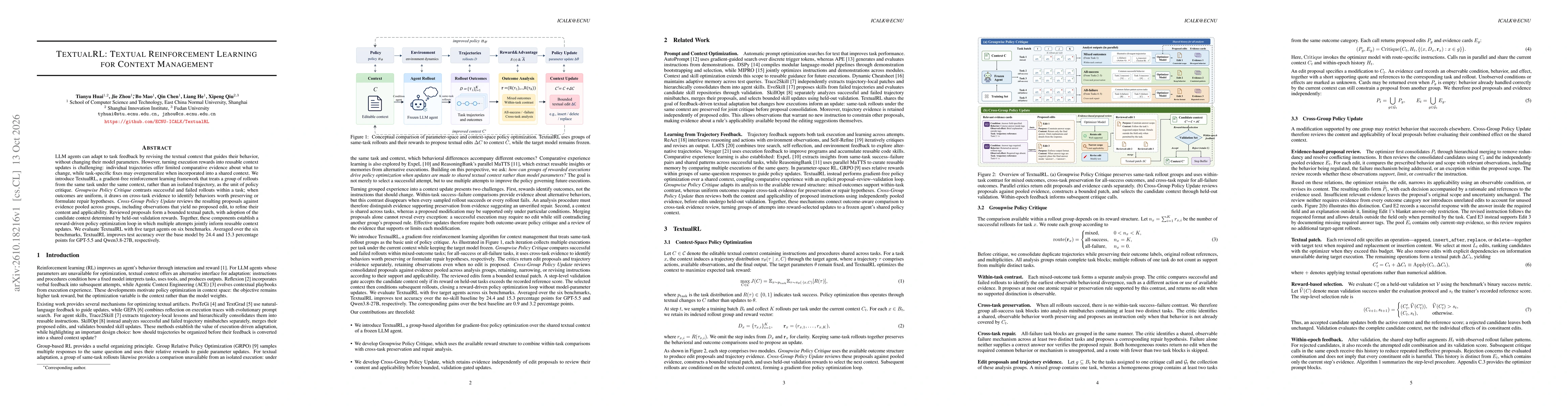 Thumbnail for TextualRL: Textual Reinforcement Learning for Context Management