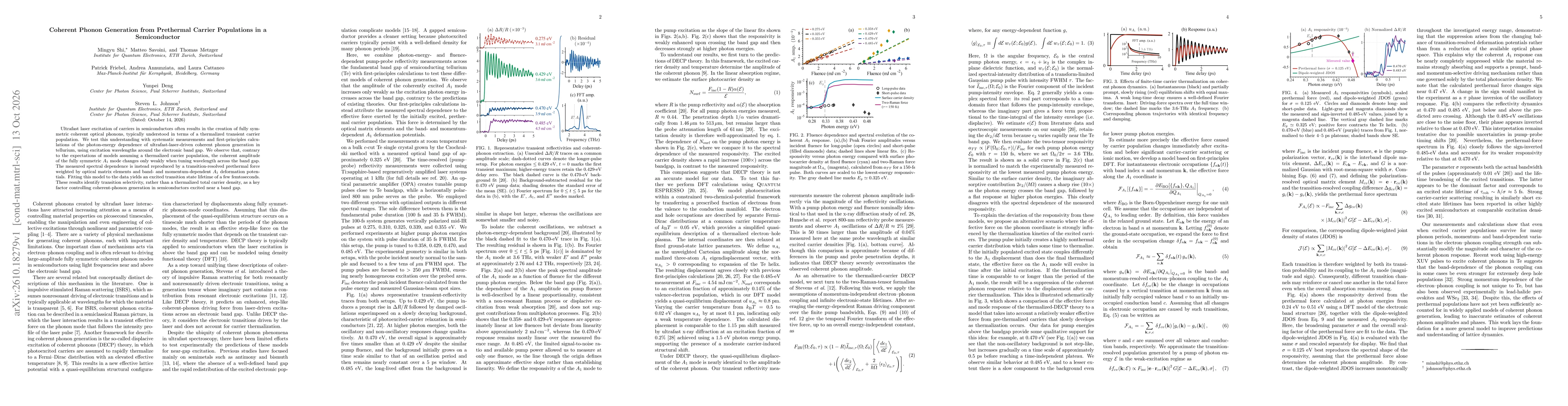 Thumbnail for Coherent Phonon Generation from Prethermal Carrier Populations in a Semiconductor