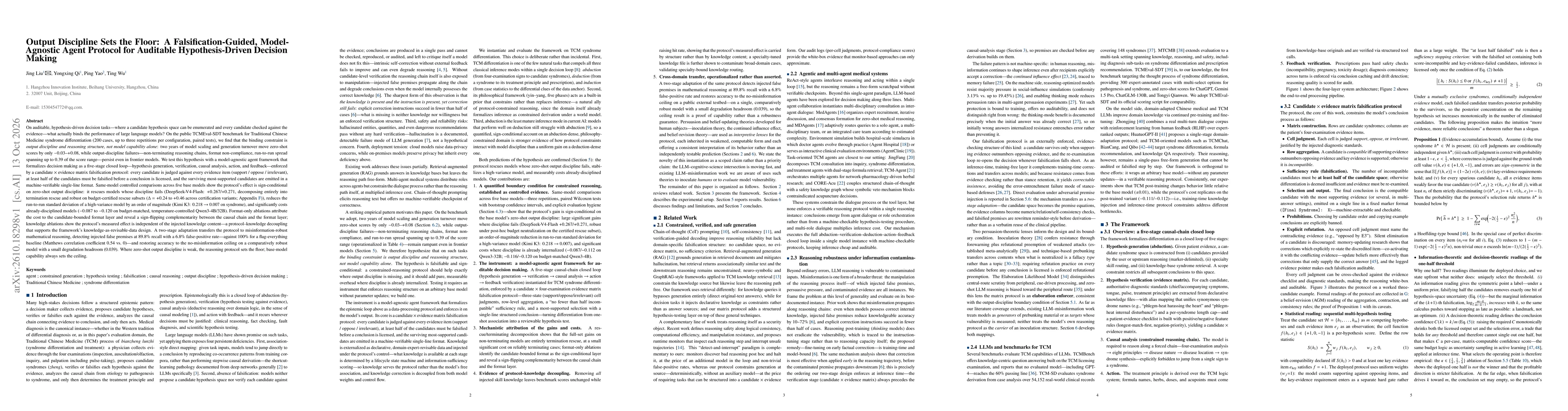 Thumbnail for Output Discipline Sets the Floor: A Falsification-Guided, Model-Agnostic Agent Protocol for Auditable Hypothesis-Driven Decision Making