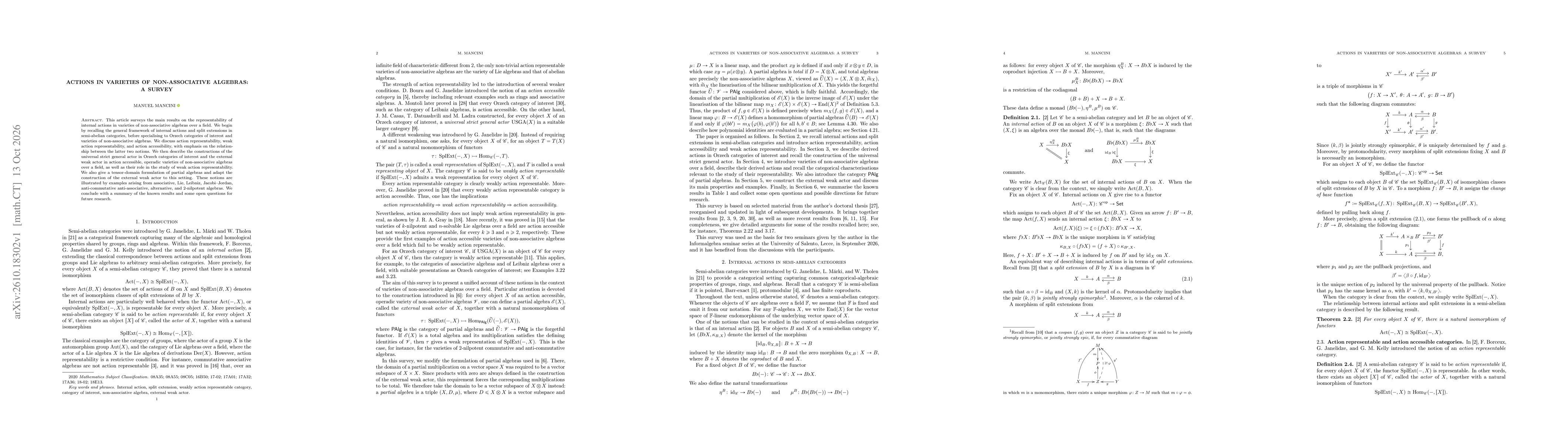 Thumbnail for Actions in varieties of non-associative algebras: a survey