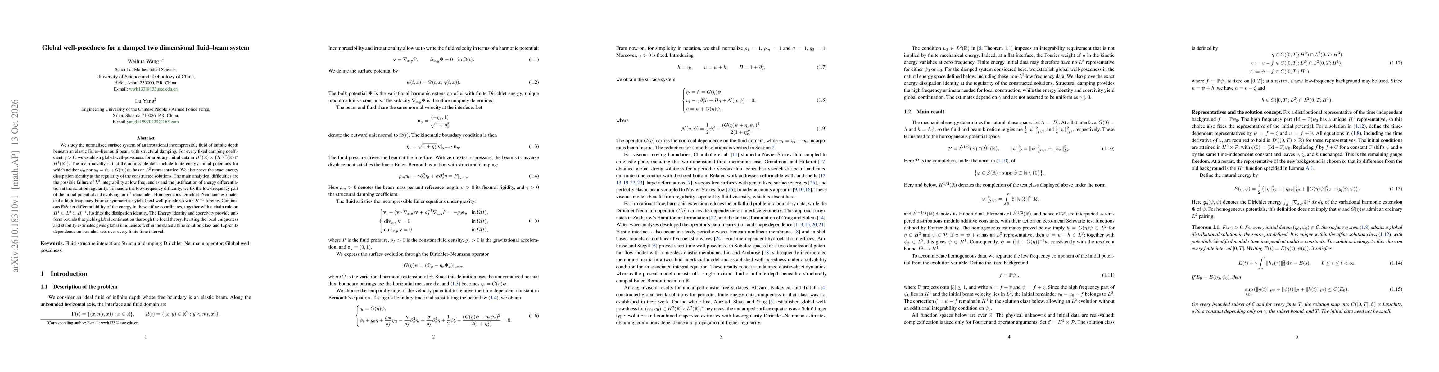 Thumbnail for Global well-posedness for a damped two dimensional fluid--beam system
