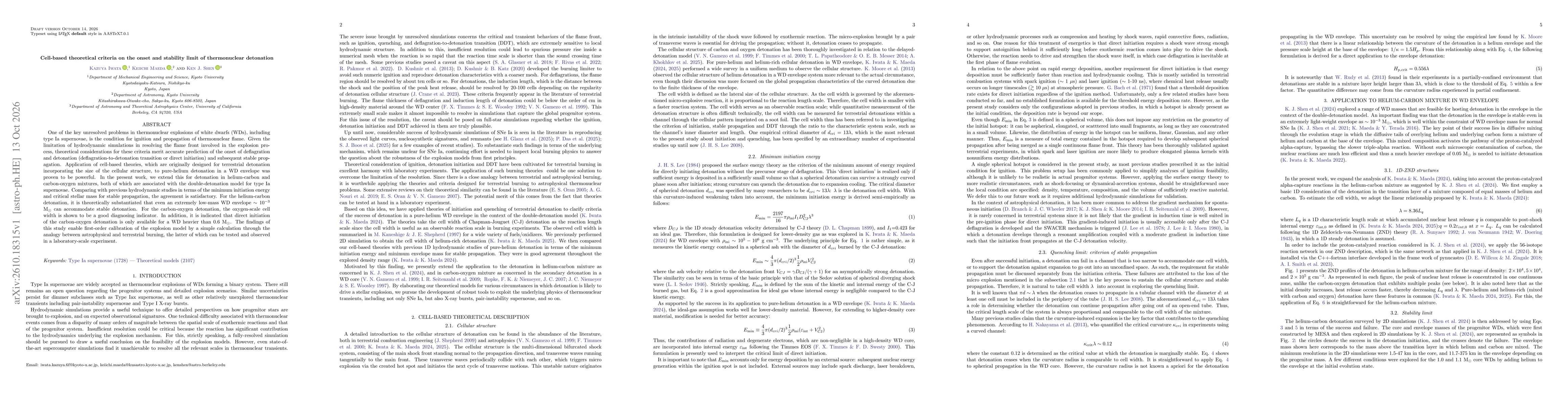 Thumbnail for Cell-based theoretical criteria on the onset and stability limit of thermonuclear detonation