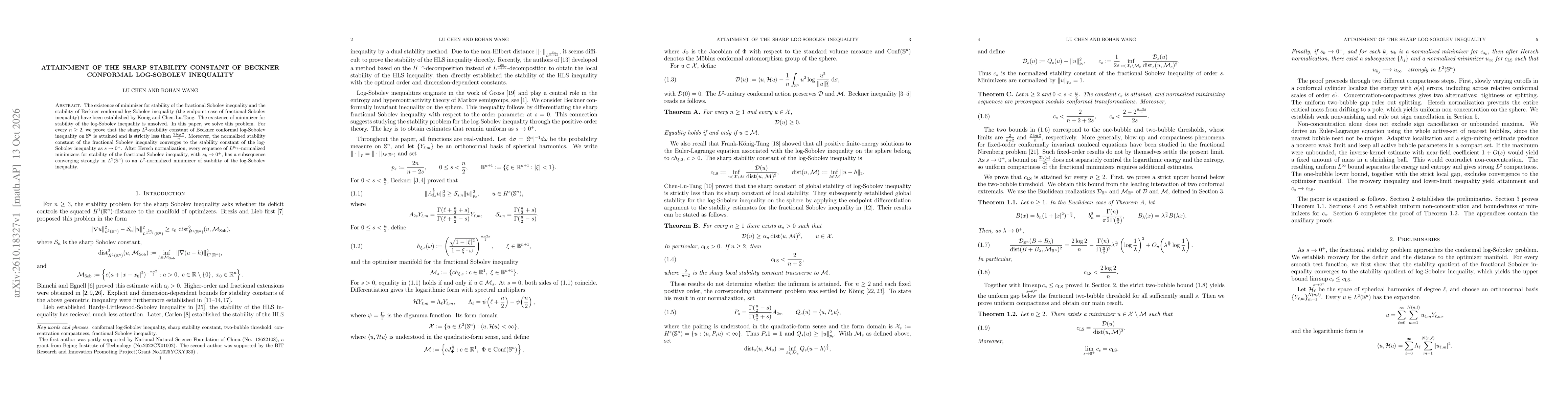 Thumbnail for Attainment of the sharp stability constant of Beckner conformal log-Sobolev inequality