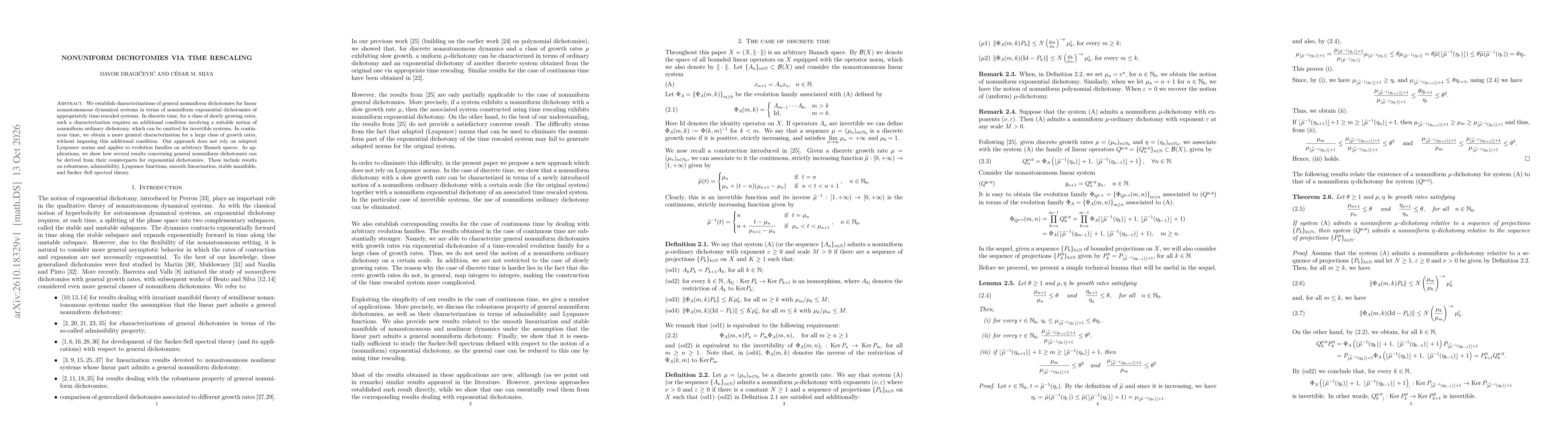 Thumbnail for Nonuniform dichotomies via time rescaling