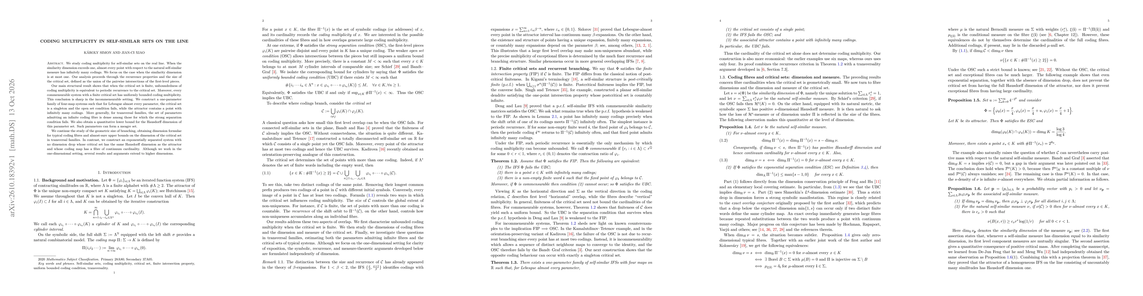 Thumbnail for Coding multiplicity in self-similar sets on the line
