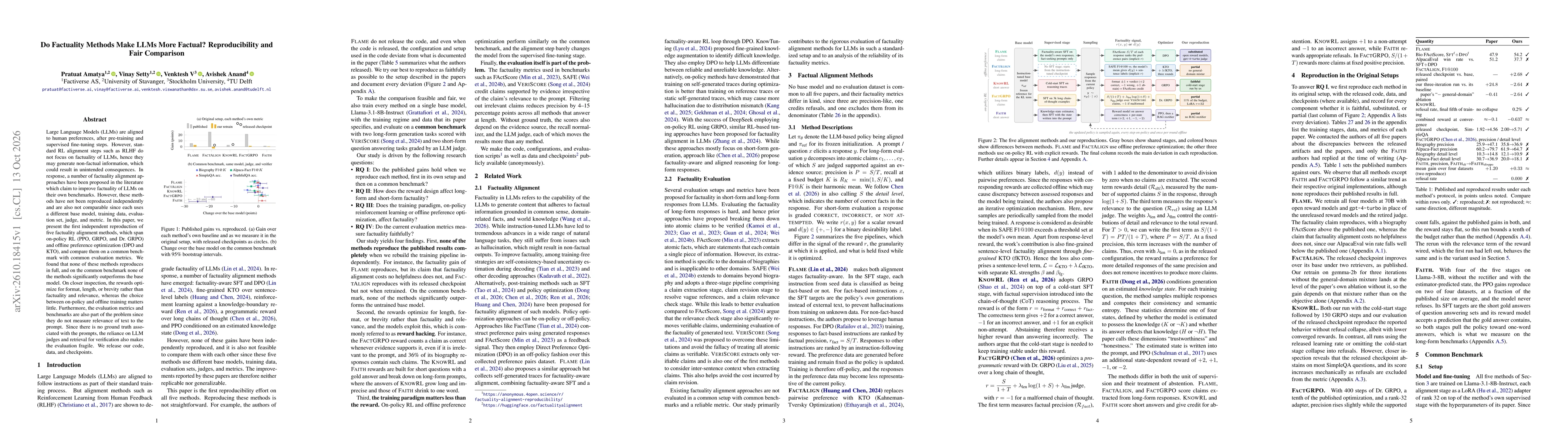 Thumbnail for Do Factuality Methods Make LLMs More Factual? Reproducibility and Fair Comparison