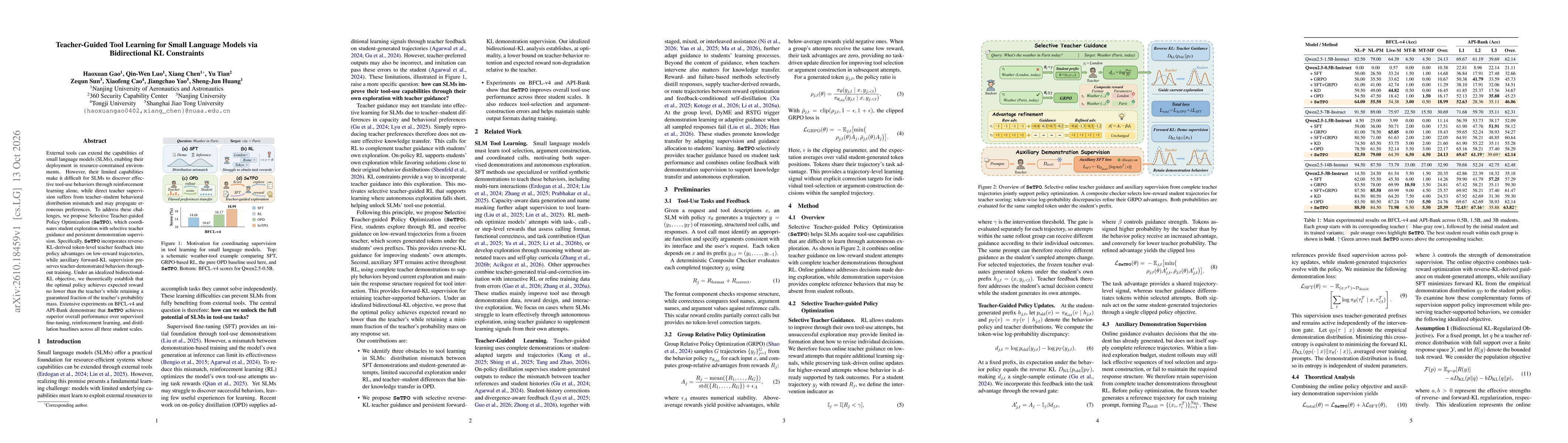Thumbnail for Teacher-Guided Tool Learning for Small Language Models via Bidirectional KL Constraints