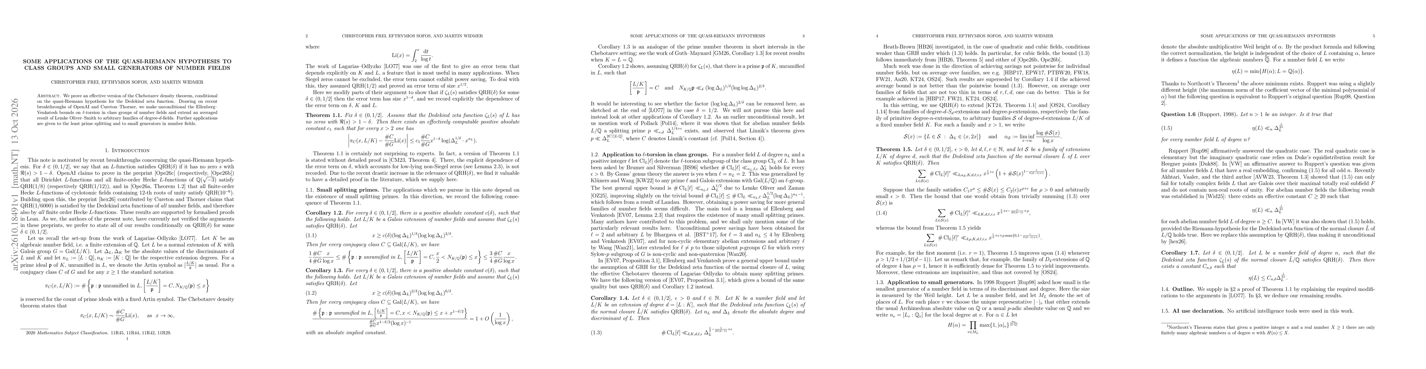 Thumbnail for Some applications of the quasi-Riemann hypothesis to class groups and small generators of number fields
