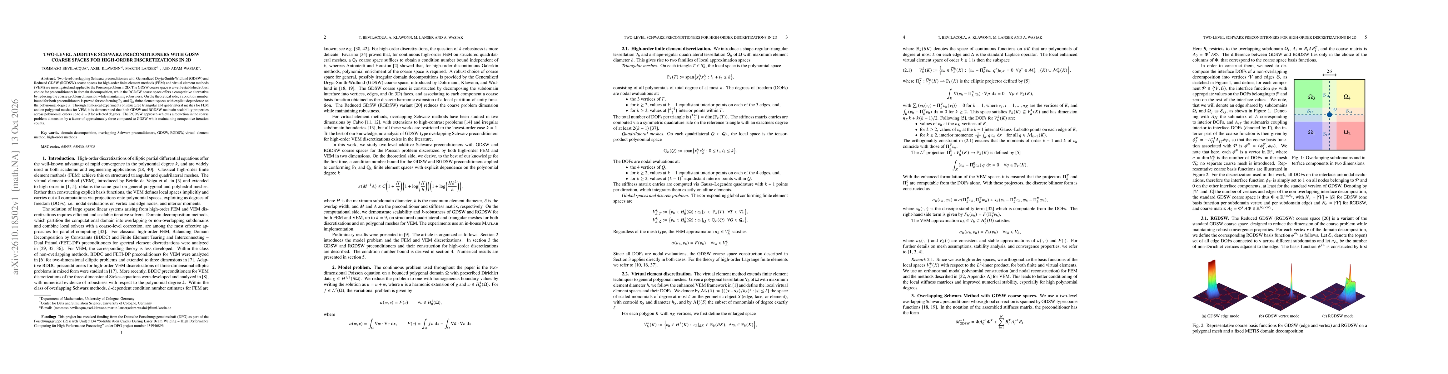 Thumbnail for Two-level additive Schwarz preconditioners with GDSW coarse spaces for high-order discretizations in 2D