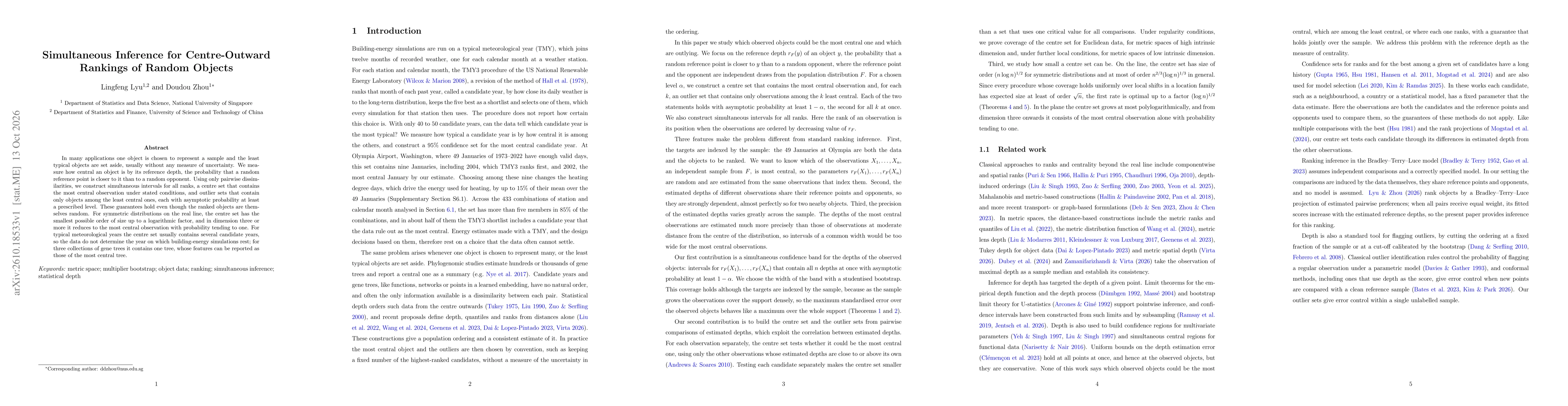 Thumbnail for Simultaneous Inference for Centre-Outward Rankings of Random Objects