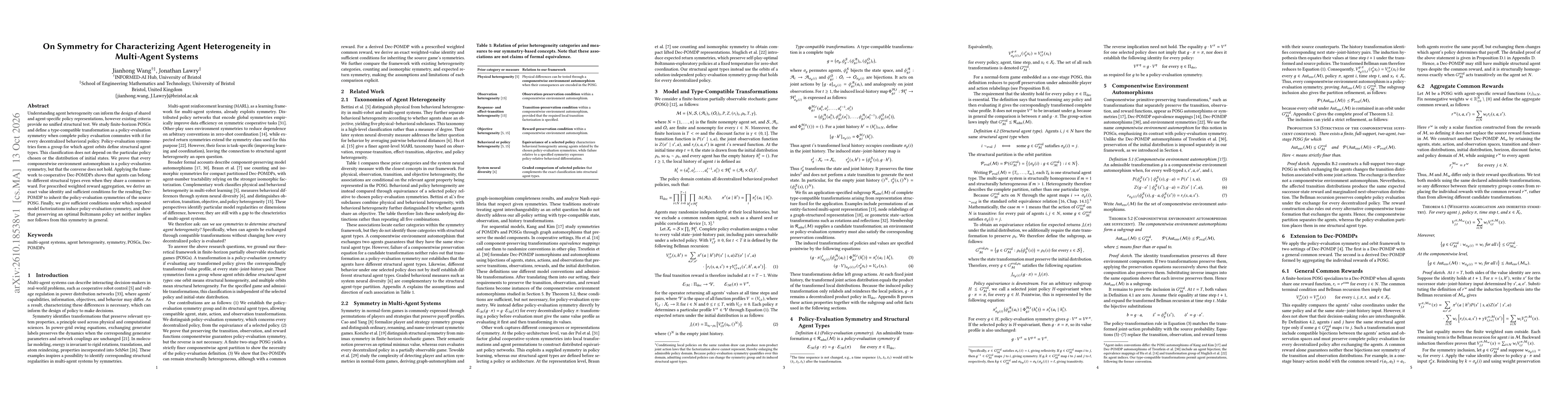 Thumbnail for On Symmetry for Characterizing Agent Heterogeneity in Multi-Agent Systems