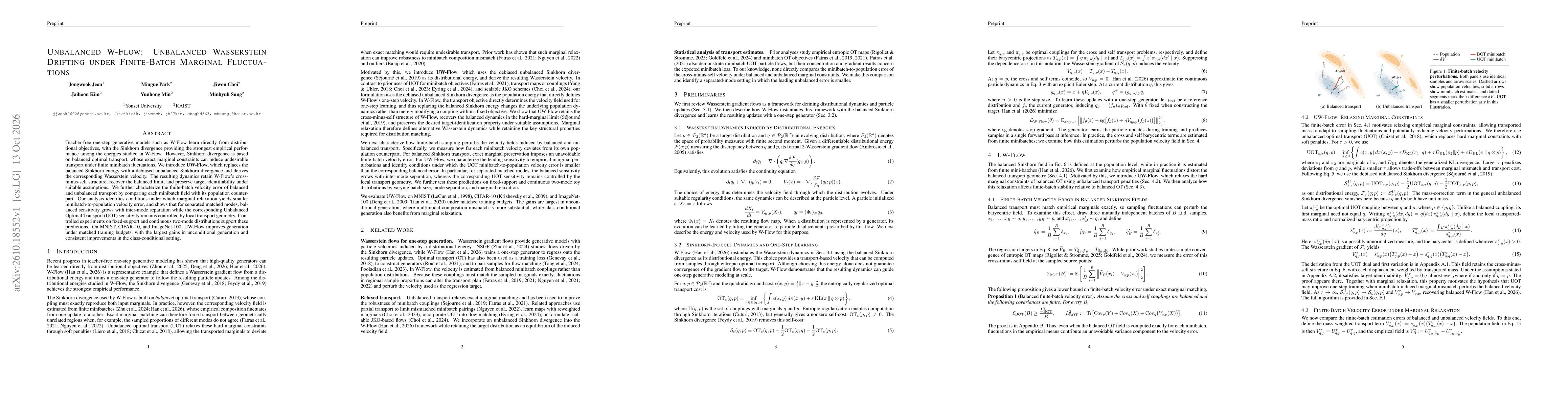 Thumbnail for Unbalanced W-Flow: Unbalanced Wasserstein Drifting under Finite-Batch Marginal Fluctuations