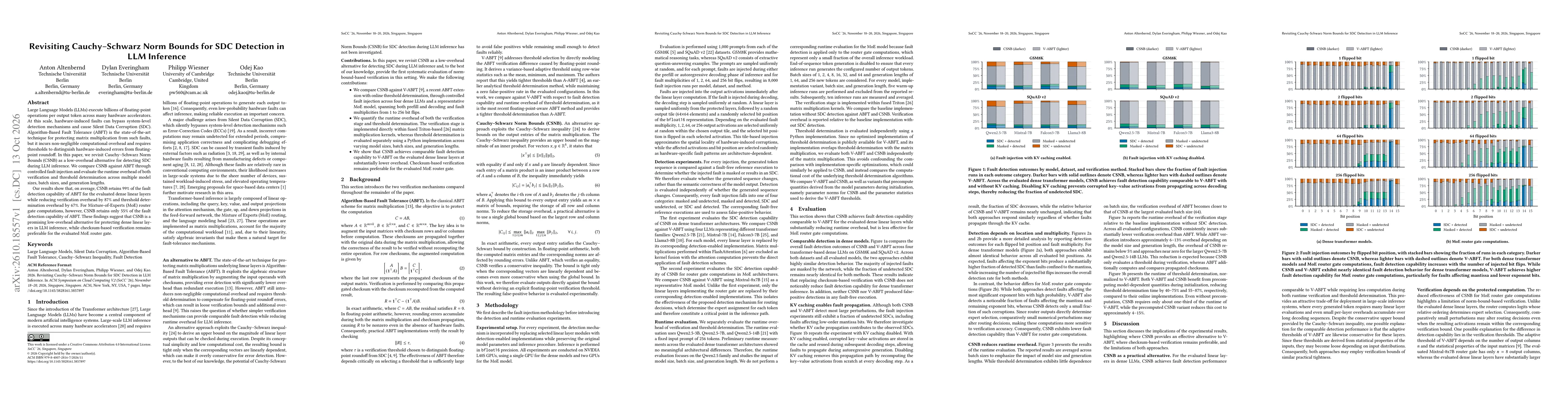 Thumbnail for Revisiting Cauchy-Schwarz Norm Bounds for SDC Detection in LLM Inference